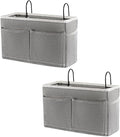 Bedside Hanging Storage Basket Headboards Bunk Beds Dorm Rooms Organizer Caddy for Storage (2Pack Grey)