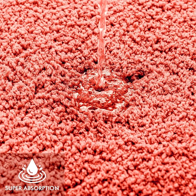 MIULEE Extra Thick Non Slip Bathroom Rug Shaggy Soft Bath Mat Plush Microfiber Absorbent Water for Shower Tub Machine Washable (Living Coral, 16x24 Inches)