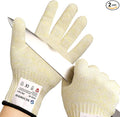 Schwer SlicePro ANSI A9 Cut Resistant Gloves, Food Grade Cutting Glove, Mandoline Gloves for Kitchen, Oyster Shucking, 2 Pairs, L, Beige