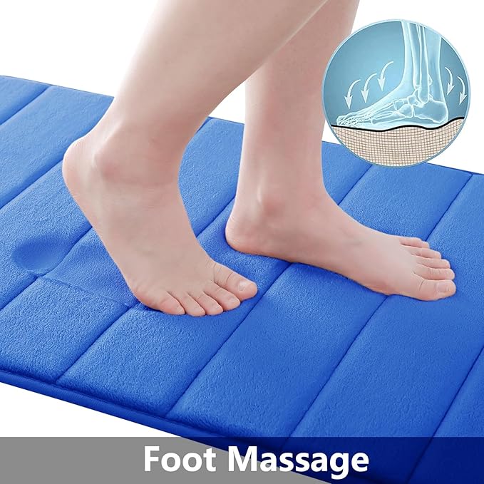 Buganda Memory Foam Bath Mat, 30" x 20", Ultra Soft and Non-Slip Bathroom Rugs, Water Absorbent and Machine Washable Bath Rug for Bathroom, Shower, and Tub, Royal Blue