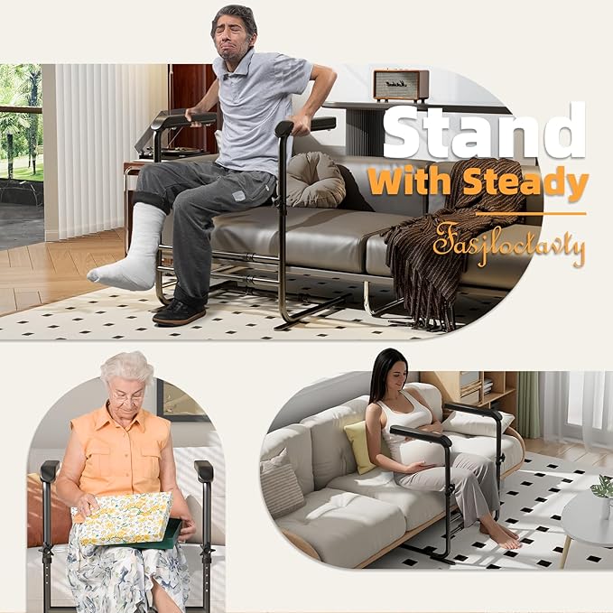 Couch Stand Assist with Wide Handle for Elderly, Height & Width Adjustable Chair Lift Assistance for Seniors, Pregnancy, Disabled, Soft Grip Mobility Aid,450 lbs Capacity (Black)