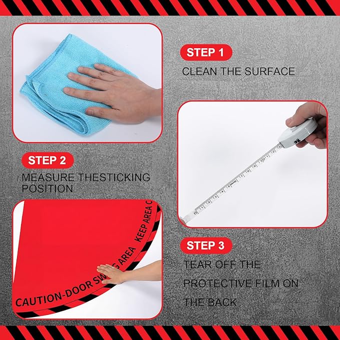 1 Pack Door Swing Caution Floor Sign for Safety Warning Door Swing Area Keep Area Clear Floor Sign Vinyl Non Slip Surface (36 x 36 Inches,Textured,Red)