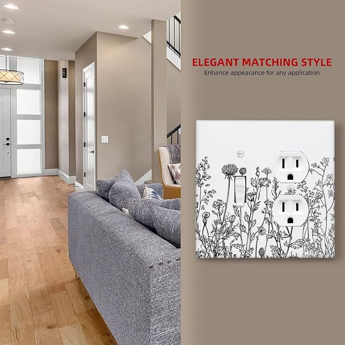Wallplates Floral Wildflower Rustic Plant Leaves 1 Toggle 1 Duplex Switch Plate Electrical Gfci Faceplate Decorative Light Switch Covers For Farmhouse Cabin Decor