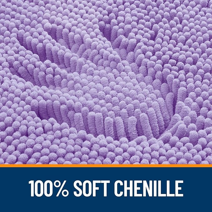 OLANLY Bathroom Rugs Sets 2 Piece, Soft Absorbent Chenille Bath Mats and U-Shaped Contour Toilet Mat Area Rug Set, Machine Washable Bath Carpet, Home Decor Accessories(30"x20"+24"x20", Lavender)