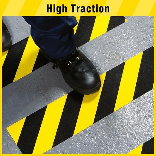 S&X Black/Yellow Anti Slip Tape 4" x 33 FT, Heavy-Duty Grip Tape for Stairs Outdoor Waterproof Safety Non Skid Roll High Traction Non Slip Treads with Hard-Wearing Surface