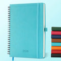 Planner 2026 Daily Weekly and Monthly,8.5"x6.5",12 Months Spiral Bound Calendar Agenda with Self-adhesive Pen Holder,2026 Appointment Book with Vegan Leather Soft Cover,Light Blue