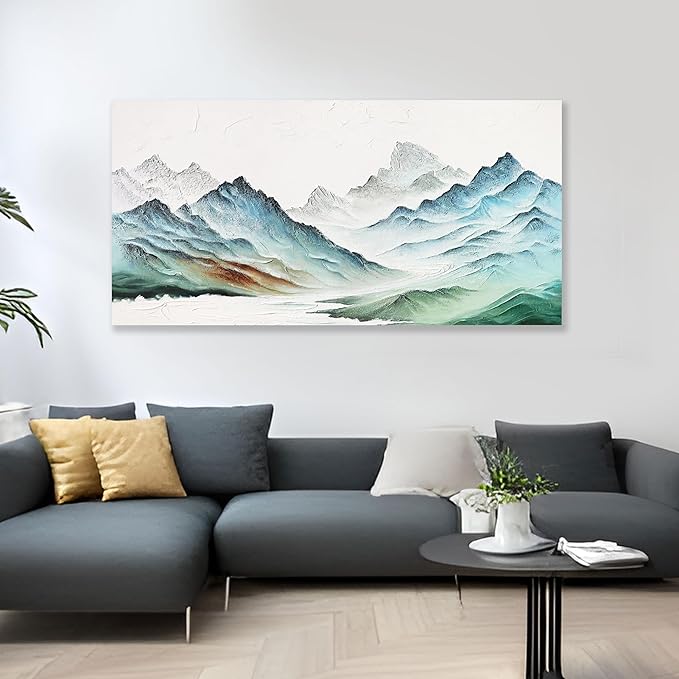 Landscape Canvas Wall Art Modern Painting Wall Art Wall Hanging Decor Framed Artwork Moutain Wall Decor for Living Room Bedroom Dining Room Home Office Decor 29"x58"