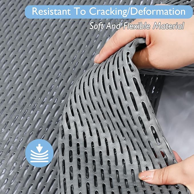 Extra Large Non-Slip Shower Mat, Fast-Dry PVC Bath Stall Tub Mat, Drain-Hole Design for Shower Stall Tub for Elderly/Kids, Non Slip Bath Mat Bathroom Safety Accessory, Gray 47"x32"