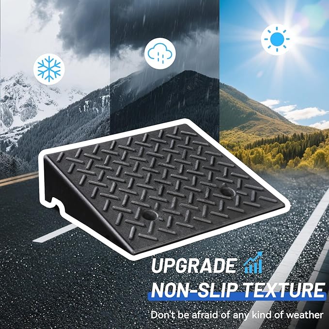 Rubber Curb Ramp, 5" Rise Height 2 Pack, Heavy-Duty 4 T Capacity Threshold Ramps, 19.7" L x 16.5" W Driveway Ramps for Cars, Wheelchairs, Bikes, Motorcycles