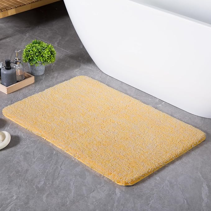 Luxury Quick Dry Non-Slip Bathroom Rugs【24'' x 36'' Chick Yellow】 Highly Absorbent Washable and Ultra Soft, Extra Thick Fluffy Bath Mats for Shower/Kitchen/Bathtub Floor