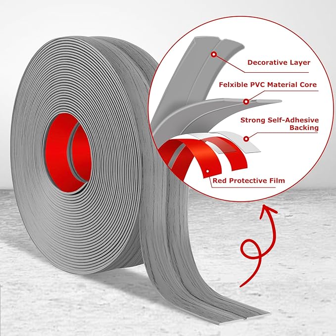 Flexible Wall Corner Protector Moulding Trim Peel and Stick Wall Corner Guards Edge Protector Self Adhesive Molding Trim Strip for Edge Ceiling (Light Gray Wood Grain, 0.8 in x 40 Ft)