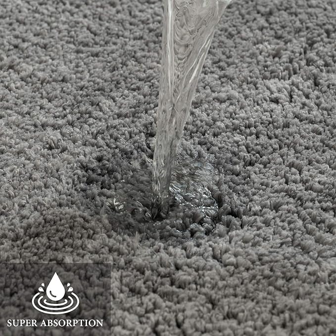 MIULEE Gray Small Bathroom Rugs Thick Shaggy Bath Rug Mats for Bathroom Non Slip Absorbent Plush Washable Carpet Living Room Bedroom Mat Floor, 16x24 inches