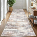 KOZYFLY 3x10 Ft Rug Modern Ombre Runner Rug for Hallway, Washable Kitchen Rugs Non-Slip Soft Striped Entryway Rug, Print Multi Grey Abstract Carpet for Laundry Nursery