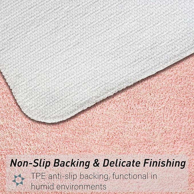 Luxury Quick Dry Non-Slip Bathroom Rugs【24'' x 36'' Cherry Pink】 Highly Absorbent Washable and Ultra Soft, Extra Thick Fluffy Bath Mats for Shower/Kitchen/Bathtub Floor