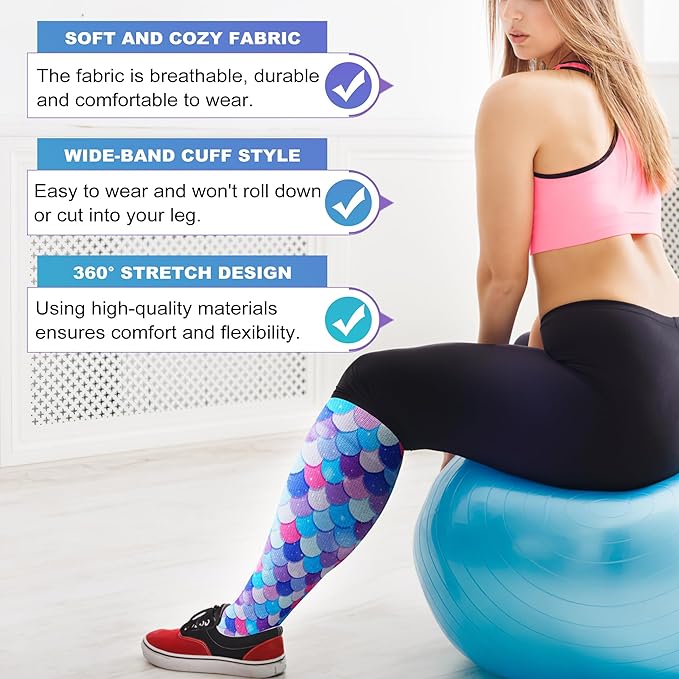 LEVSOX Plus Size Compression Socks for Women Men Wide Calf Extra Large 15-20 mmHg Knee High Sock for Nurses Pregnant Travel