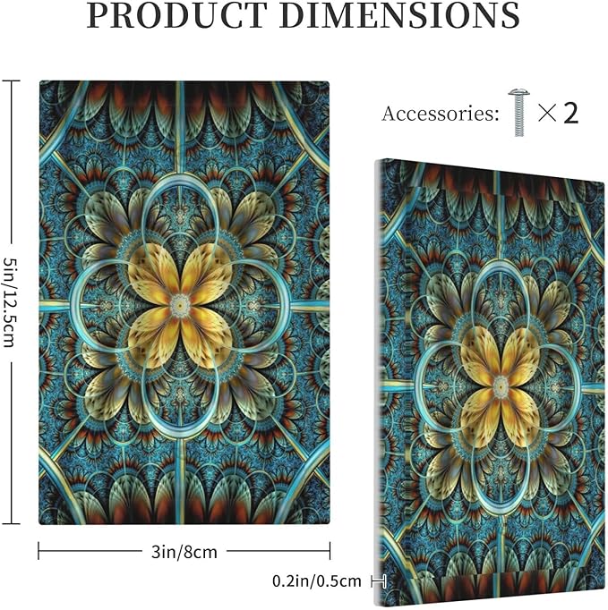 Boho Fractal Mandala Bohemia Wall Plate 1-Gang No Blank Device Electrical Outlet Covers Decorator Electric Receptacle Faceplate for Kitchen Bathroom Home Decor, SPSHIAN20230626