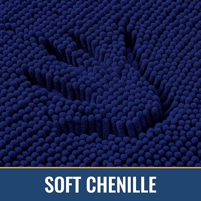Arotive Bathroom Rugs 47x24, Extra Soft Absorbent Shaggy Chenille Bath Rugs, Machine Washable Rubber Backing Non-Slip Bath Mats for Bathroom Floor Tub and Shower, Home Decor Accessories, Navy