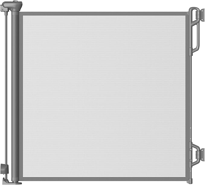 Retractable Baby Gate for Stairs & Doorways - 55" Wide Portable Safety Gate | Fits Baseboards, Easy to Use Indoor/Outdoor | Mesh Gate for Dogs, Puppies, Gray