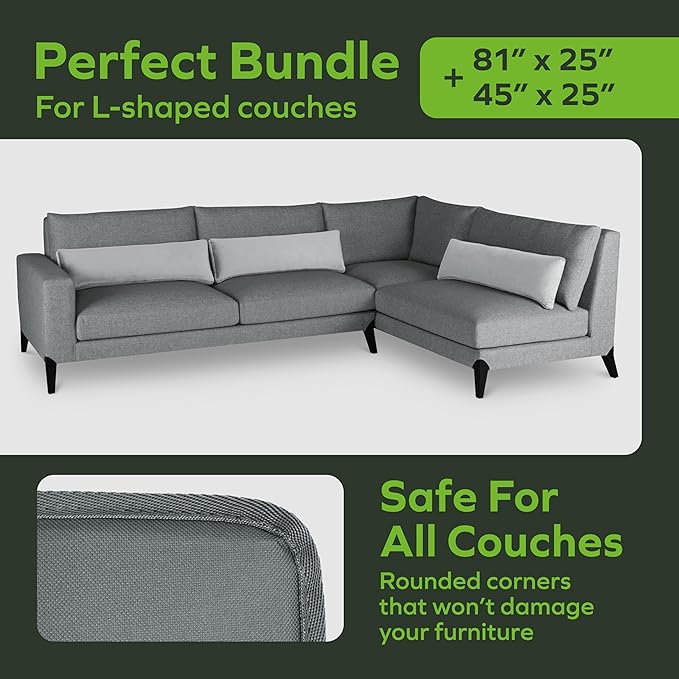 BEN'SHOME® Heavy Duty Sectional Cushion Support Board – Instantly Repair Sagging Sofa Seat | 25" x 81" + 45 | .5" Furniture Grade Wood Under Cushions Insert, Anti-Slip, Extend Sofas & Couches Life