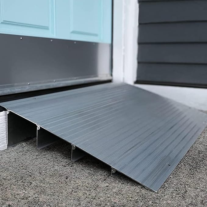 EZ-ACCESS - Threshold Ramps for Doorways - Portable Wheelchair Ramp for Home Steps, Aluminum Door Threshold Sliding Doors, Walker & Wheelchair Access - Adjustable Modular Transitions, 3" Rise