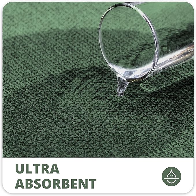 Bathroom Rugs Set 2 Pieces,Thin Bathroom Mats,Toilet Rugs,Quick Dry,Non-Slip,Machine Washable,Low Pile,Absorbent Bath Mats,Shower,Sink,Home Decor Accessories.Green,1'5"x2'3"+1'8"x2" U Shape