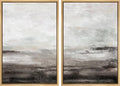 MUDECOR Framed Wall Art Print Set Brown and Gray Grunge Paint Stroke Landscape Abstract Shapes Illustrations Modern Minimalist Chic Relax/Calm for Living Room, Bedroom, Office - 16"x24"x2 Natural