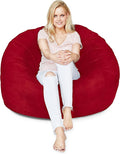 Lumaland Luxurious 4ft Large Bean Bag Chair with Microsuede Cover - Ultra Soft, Foam Filling, Washable Bean Bag Sofa for Kids, Teenagers, Adults, Pets - Sack Chair for Dorm, Kid's Room - Red