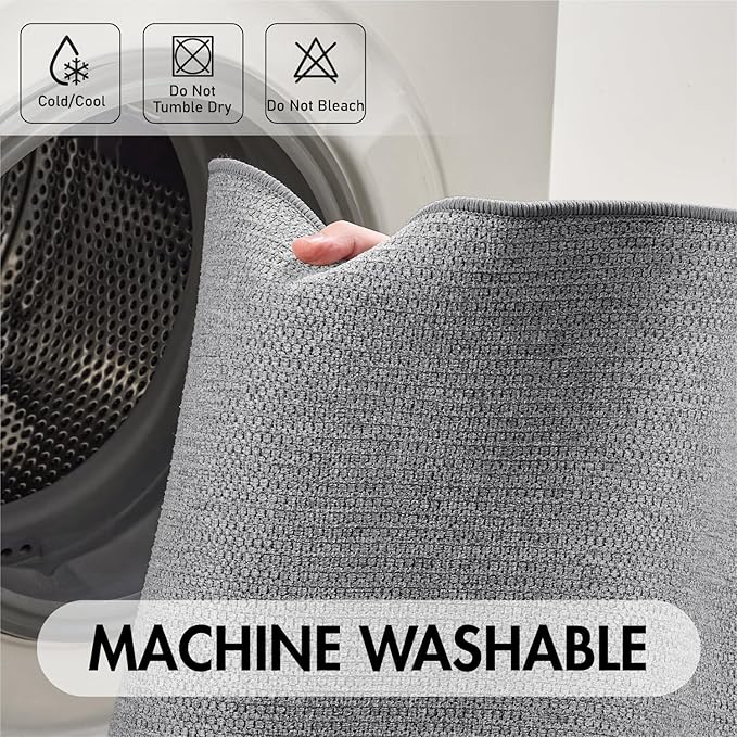 MIULEE Set of 2 Ultra Thin Bathroom Rugs, Rubber Bath Mats for Bathroom Non Slip, Quick Dry Absorbent Bath Rug Machine Washable, Fit Under Door, Shower, Sink, Home Decor, Grey, 20"x24"+17"x27"