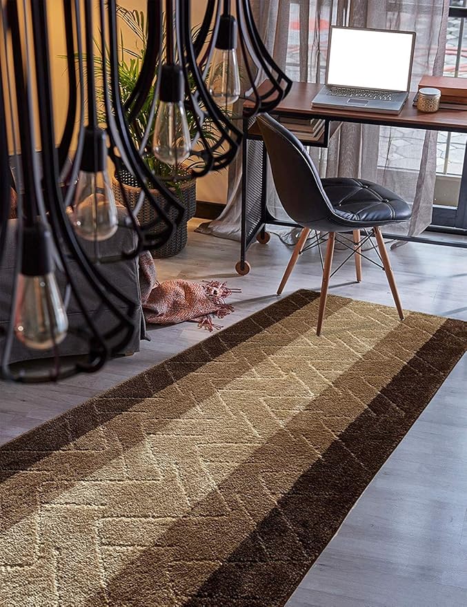 Custom Size Hallway Runner Rug Brown-Beige Color 31 inch Wide Select Your Length Non-Slip (Skid Resistance) Rubber Backing 22 feet x 31 inch