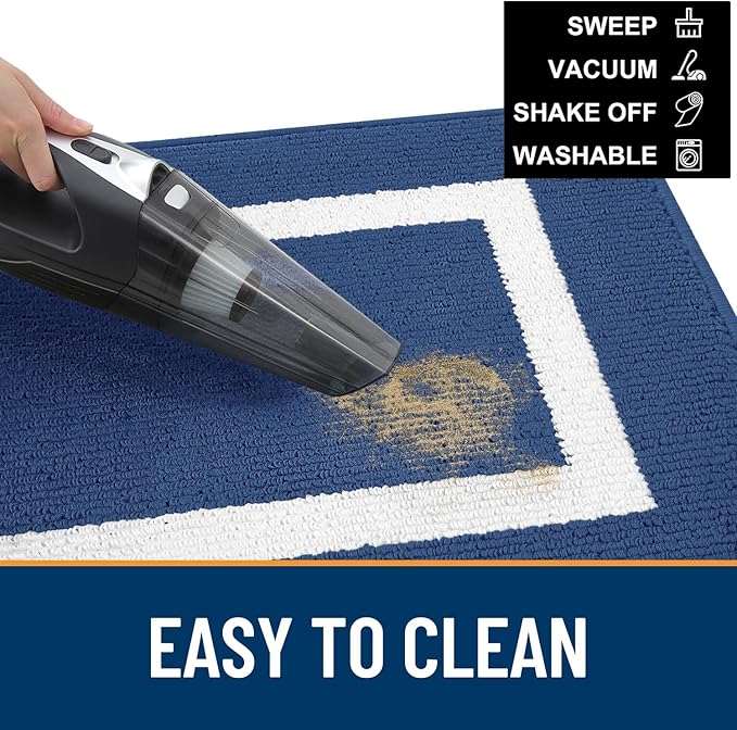 OLANLY Indoor Door Mat, 71x47, Non-Slip Absorbent Resist Dirt Entrance Mat, Washable Low-Profile Inside Entry Doormats for Entryway, Navy