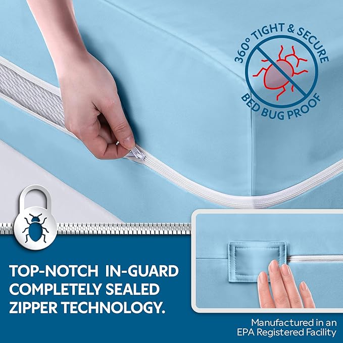 Guardmax Jersey Knitted Twin XL Zippered Mattress Encasement - Waterproof & Bed Bug Proof Mattress Protector - Comfortable, Soft, and Noiseless Zippered Bedding - Dust Mite Proof (39 x 80 x 10)