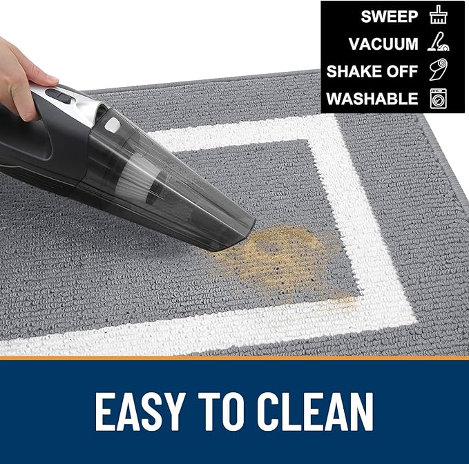 OLANLY Indoor Door Mat, 48x32, Non-Slip Absorbent Resist Dirt Entrance Mat, Washable Low-Profile Inside Entry Doormats for Entryway, Grey