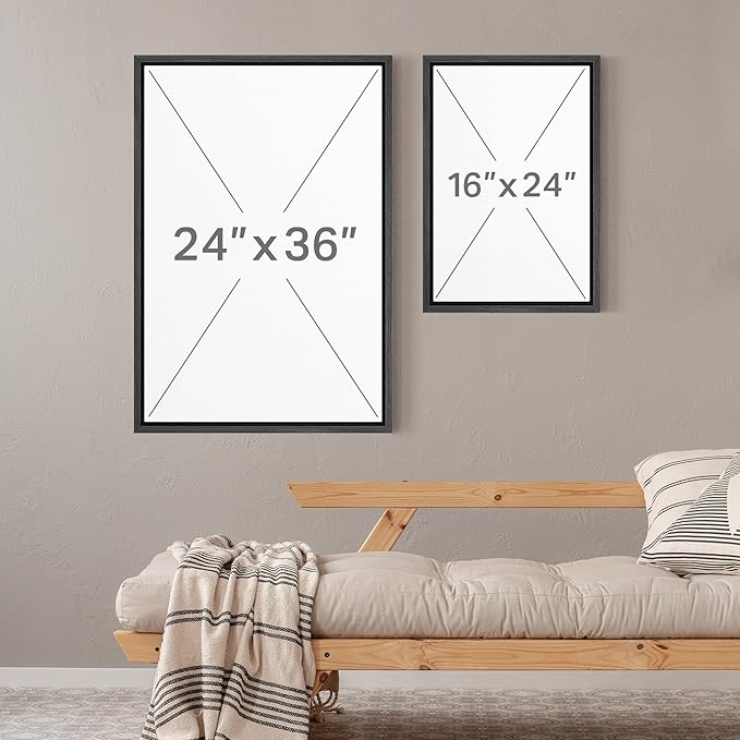 MUDECOR Framed Canvas Print Wall Art Forest and Lake Landscape Vintage Nature Scenery Illustrations Modern Art Decorative Bohemian Chic for Living Room, Bedroom, Office - 24"x36"x2 Black