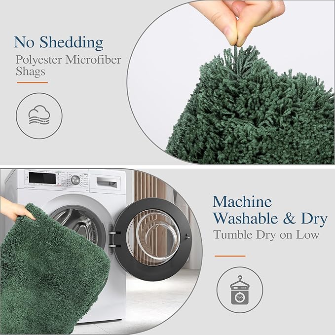Walensee Large Bathroom Rug (24 x 60, Hunter Green) Extra Soft and Absorbent Shaggy Bath Mat Machine Washable Microfiber Non Slip Luxury Floor Mat