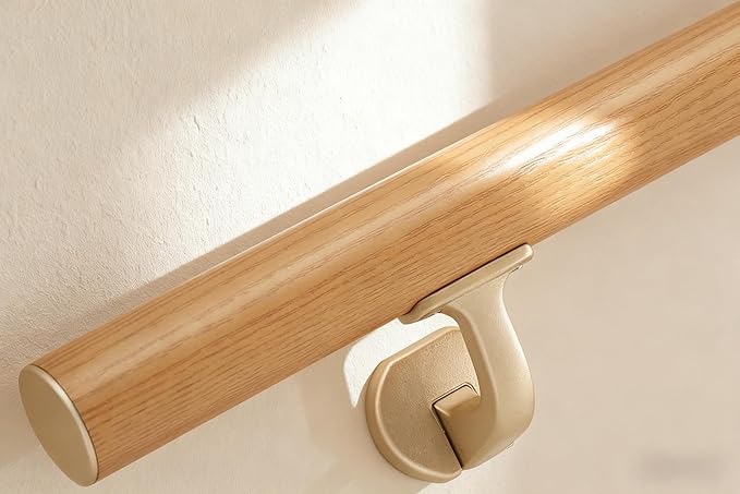 13FT Handrails for indoor&outdoor stairs,deck,slope,Modern Aluminum Handrail Set, Wall-Mounted with Zinc-Alloy Brackets，Crafted from aluminum alloy (not solid wood) rust-free (Cherry Wood Grain, 13FT)