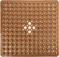 Yimobra Shower Stall Mat Non Slip, 21x21 Inch, Soft Square Bath Mat for Shower with Suction Cups and Drain Holes, Stall Floor Mats for Bathroom, Machine Washable, Bathroom Accessories,Clear Brown