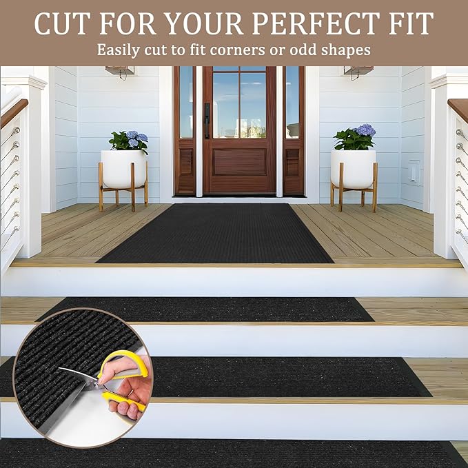 2' X 6' Commercial Grade Hallway Runner Rug, Industrial Rug Heavy Duty Brush Step Entrance Mat Weather Utility Rug with Non Slip Rubber Backing, Commercial Traffic Guard Door Carpet, Jet Black