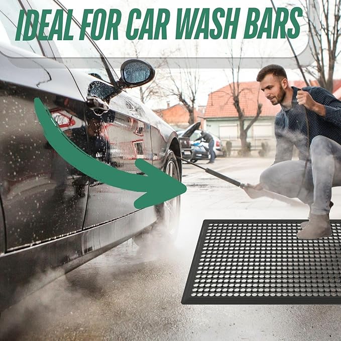 BESEA 8-Pack Interlocking Rubber Floor Mats, 21.6" Shock-Absorbing, Anti-Fatigue Tiles, Heavy-Duty, Waterproof & Anti-Slip, Modular Garage, Gym, Workshop Flooring