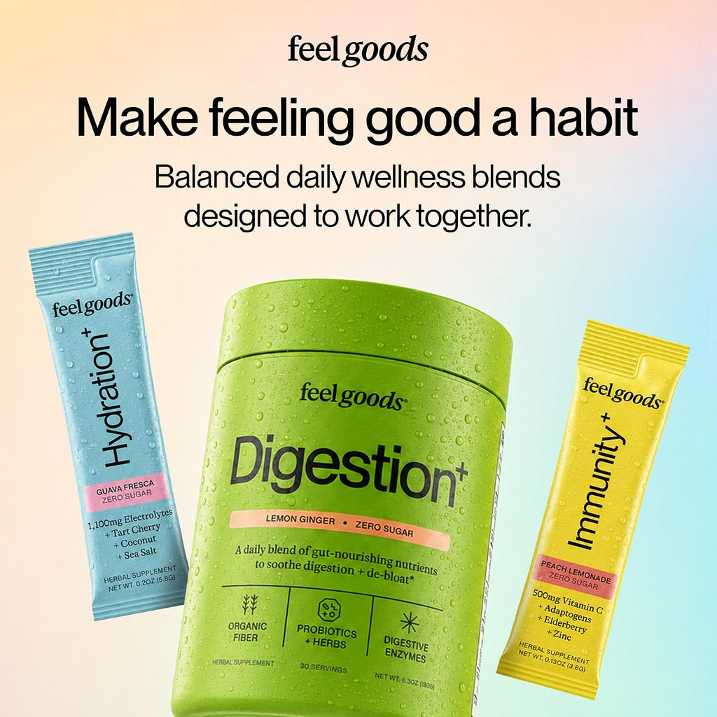Feel Goods Hydration Hero, Variety Pack, 1,000mg Electrolytes Powder, Sugar Free, Magnesium, Organic Aloe Vera, L Theanine, Vitamin C, Vegan, Non GMO, On The Go Electrolyte Packets, 12 Count