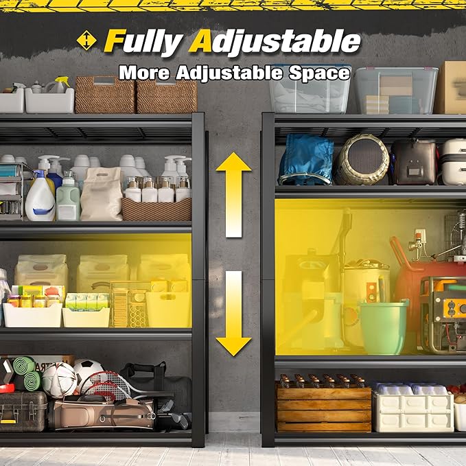 REIBII 40" W Storage Shelves 2200LBS Garage Shelving Heavy Duty Metal Shelving Adjustable Metal Shelves Industrial 4 Tier Shelf for Warehouse Basement Pantry Kitchen, 2 Pack