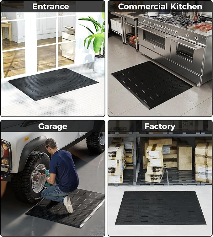 jxgzyy Commercial Rubber Mats for Floor 47.24'' x 35.43'', Heavy Duty Rubber Mats for Outside,Non-Slip Waterproof Restaurant & Bar Rubber Matt for Garage, Patio, Entrance, Anti-Fatigue