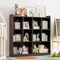 Cozy Castle Bookshelf, 3-Tier Open Bookshelf, 10 Cube Horizontal Bookcase, Storage Organizer with Anti-Tilt Device, Wood Bookcase for Home Office, Bedroom, Living Room, Black
