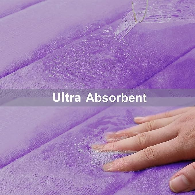 Buganda Memory Foam Bath Mat, 59" x 20", Ultra Soft and Non-Slip Bathroom Rugs, Water Absorbent and Machine Washable Bath Rug Runner for Bathroom, Shower, and Tub, Lavender