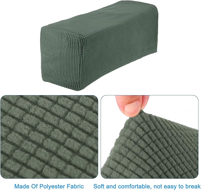 uxcell 2pcs Stretch Armrest Covers for Chairs/Sofas, Couch Arm Covers with Twist Pin, Furniture Protector Slipcovers Green