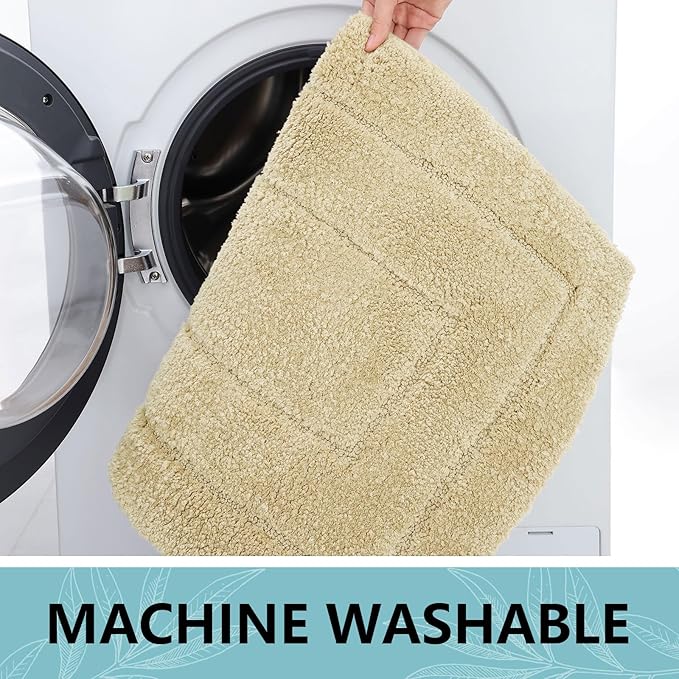 Buganda Bathroom Rugs, 30" x 20", Soft and Absorbent Microfiber Bath Rugs, Non-Slip Shaggy Shower Carpet, Machine Wash Dry Bath Mats for Bathroom Floor, Tub and Shower, Beige