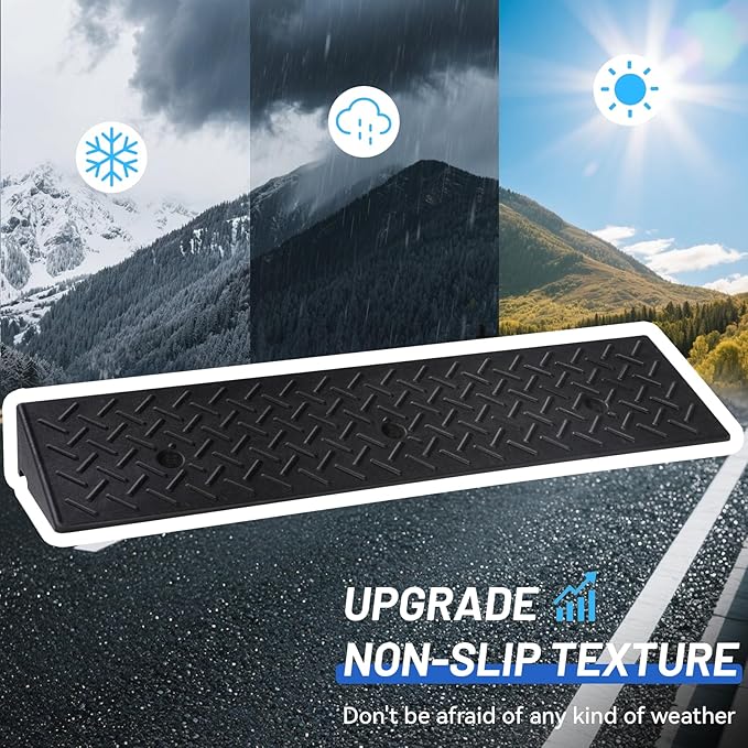 Rubber Curb Ramp, 4" Rise Height 2 Pack, Heavy-Duty 2 T Capacity Threshold Ramps, 39.4" L x 9.8" W Driveway Ramps for Cars, Wheelchairs, Bikes, Motorcycles