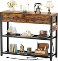 Ecoprsio Entryway Table with Outlets and USB Ports, Console Table with 2 Drawers, Small Sofa Table with Storage Shelves for Living Room, Couch, Hallway, Foyer, Kitchen Counter, 32'', Rustic