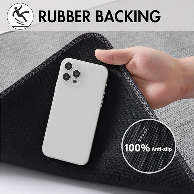 MIULEE Set of 2 Ultra Thin Bathroom Rugs, Rubber Bath Mat, U-Shaped Toilet Rug for Bathroom, Non Slip Quick Dry Absorbent Machine Washable, Fit Under Door, Shower, Sink, Grey, 17"x27"+20"x24"