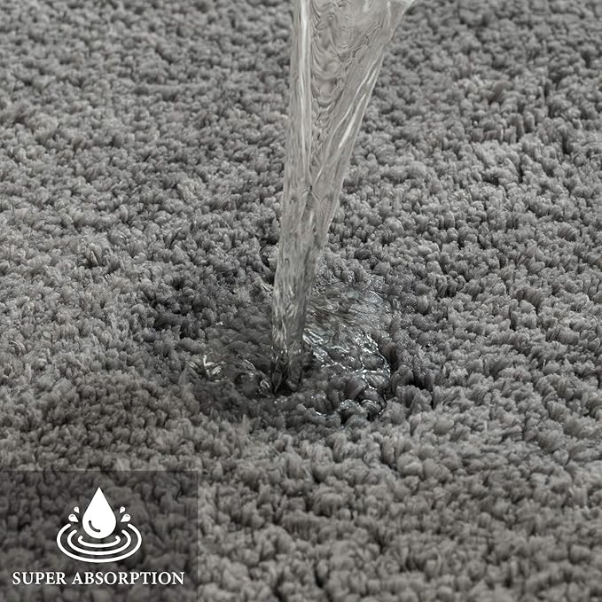 MIULEE Grey Absorbent Bathroom Rugs, Soft Large Bath Mats Non-Slip and Quick-Drying for Bathroom Floor Bathtub Showers, Machine Washable Carpet (24 x 36 Inches)