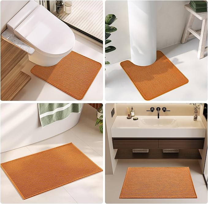 Large Bathroom Rugs Non Slip Washable Bath Rugs Super Absorbent Bathroom Rug Thin Quick Dry Low Pile Bath Mats, Orange 36"x60"